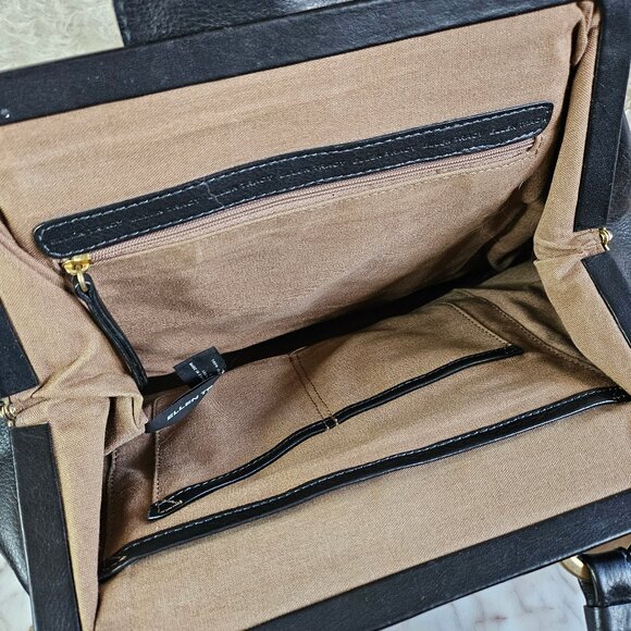 Ellen Tracy Sandalia Purse Black Leather Handbag Bag/ Satchel - Picture 10 of 10